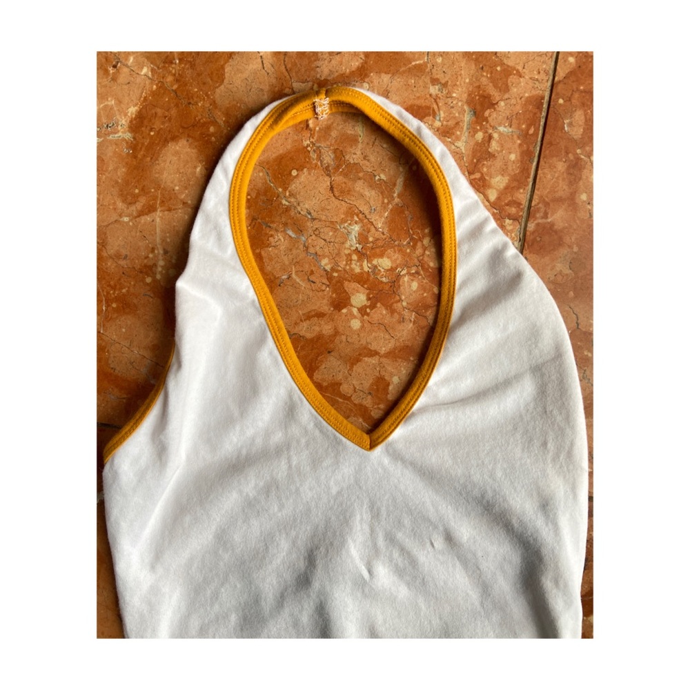 Forever 21 / Halter Back Body Suite / Mustard Colored Trim / Seamless